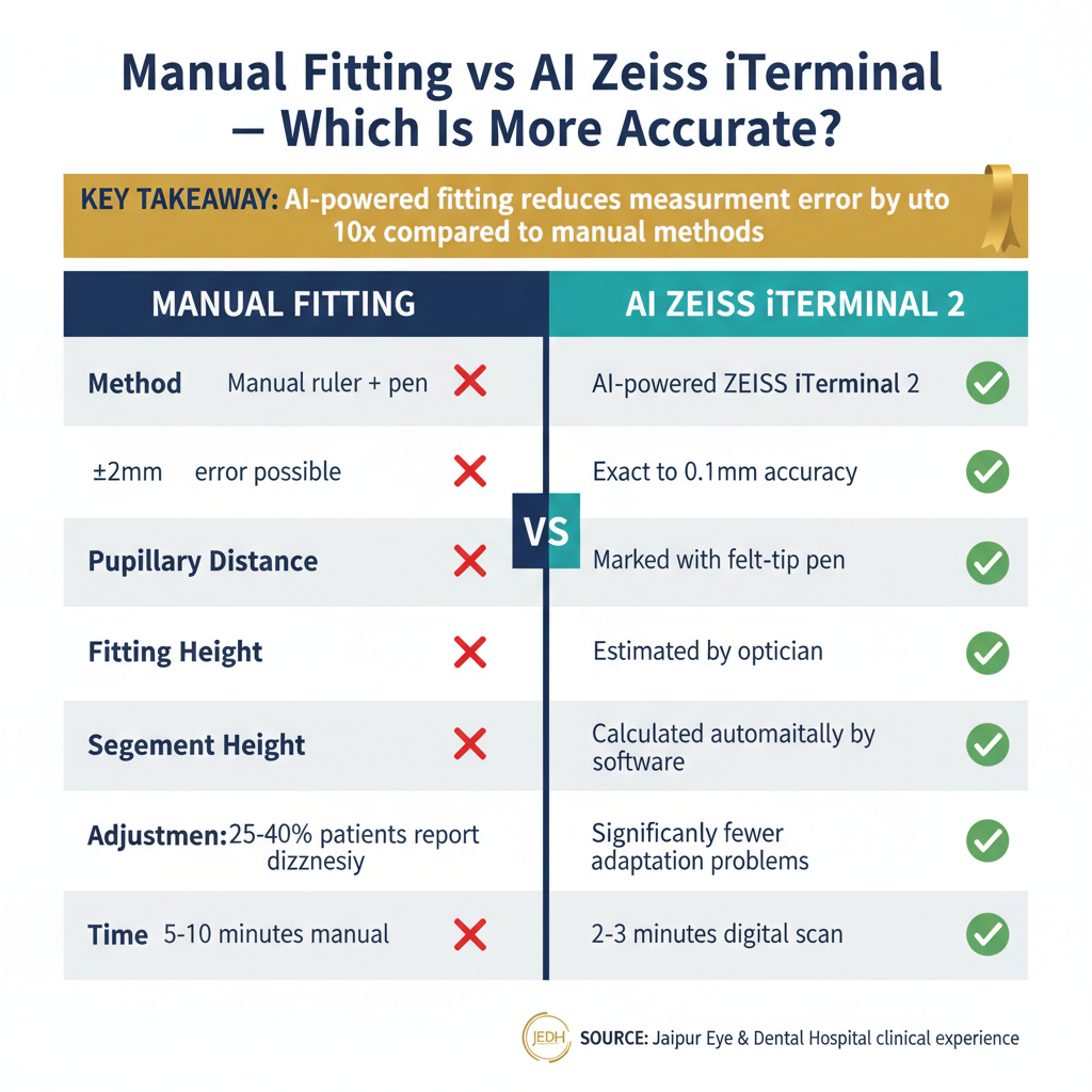 Comparison of manual progressive glasses fitting versus AI-powered ZEISS iTerminal 2 measurement
