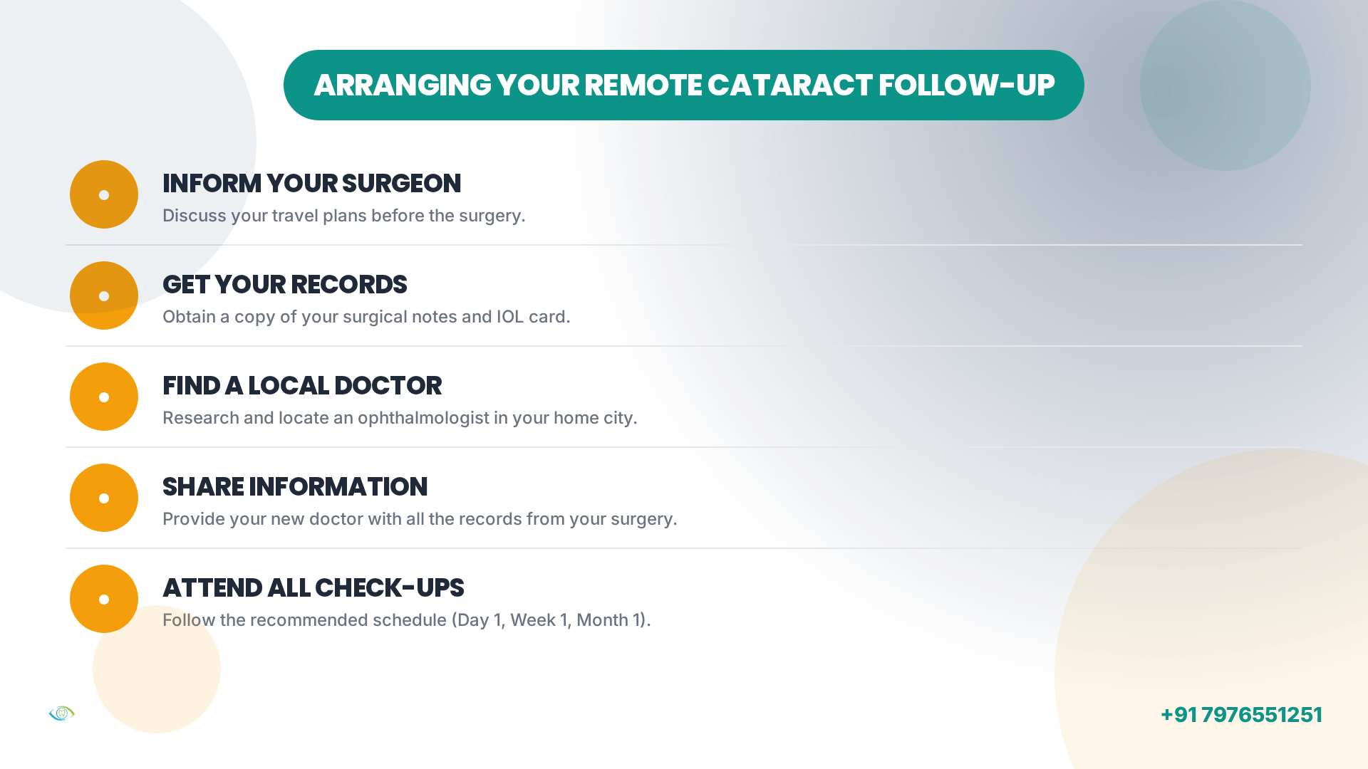 Step-by-step guide for arranging remote cataract follow-up care